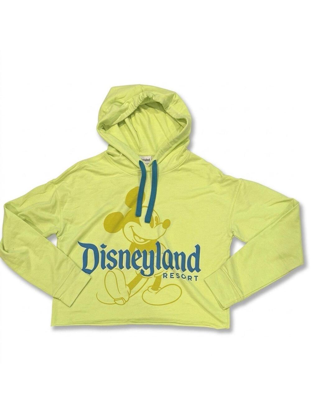 Disney Dianeyland Mickey Mouse Pullover HoodieCropped Bright Yellow Sz Med